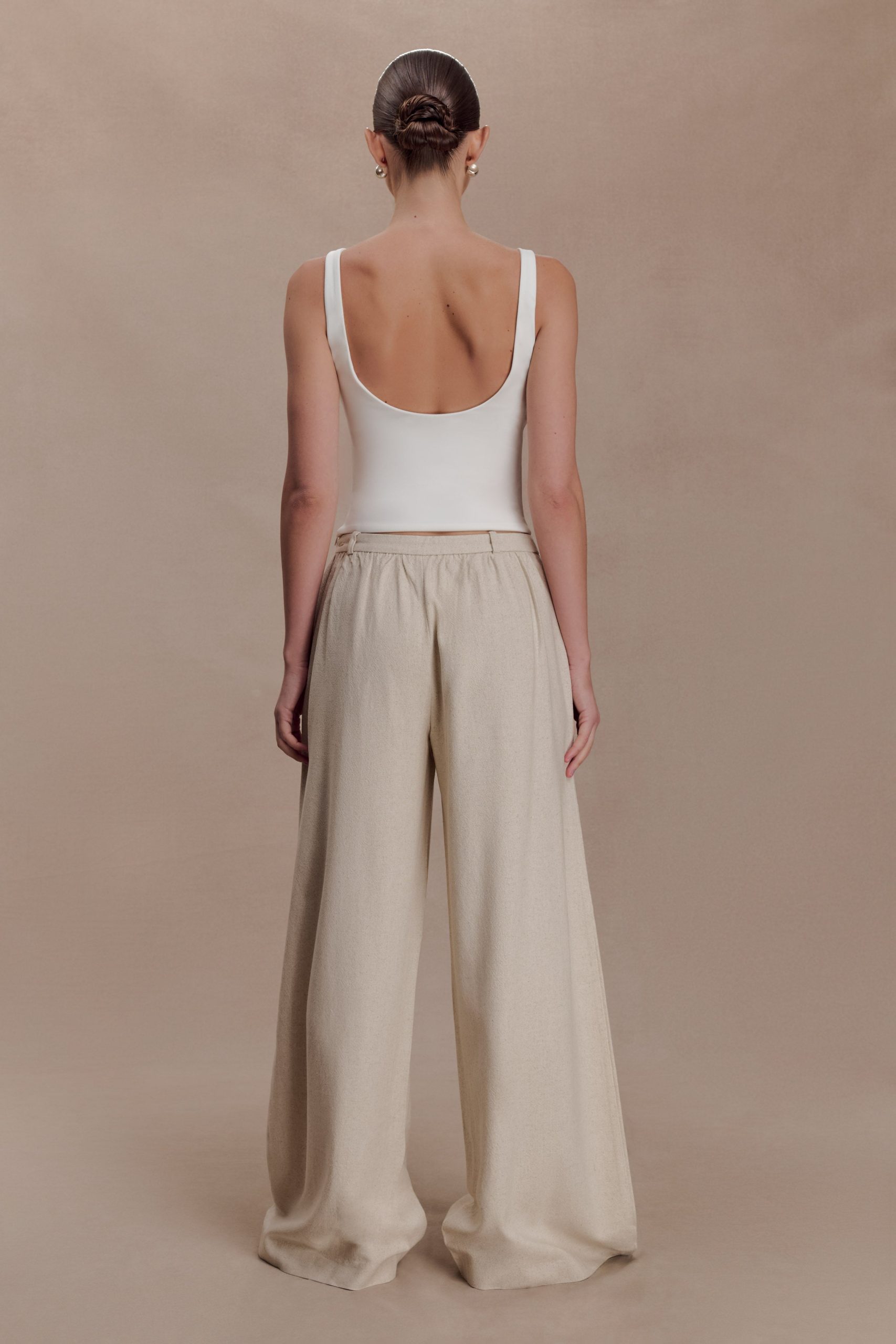 Gabby Straight Leg Linen Pants - Natural - Image 5