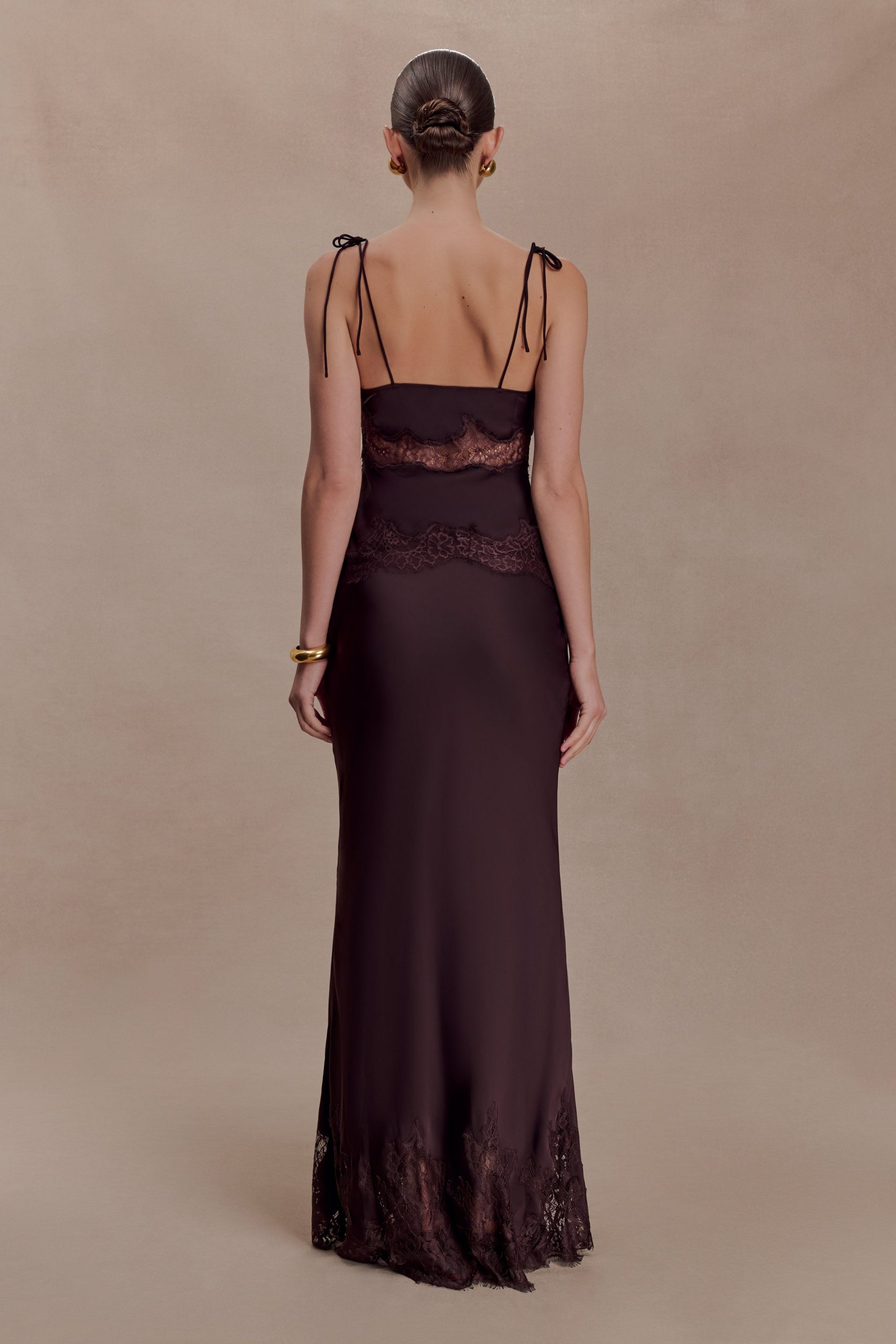 Nina Satin And Lace Camisole - Chocolate - Image 5