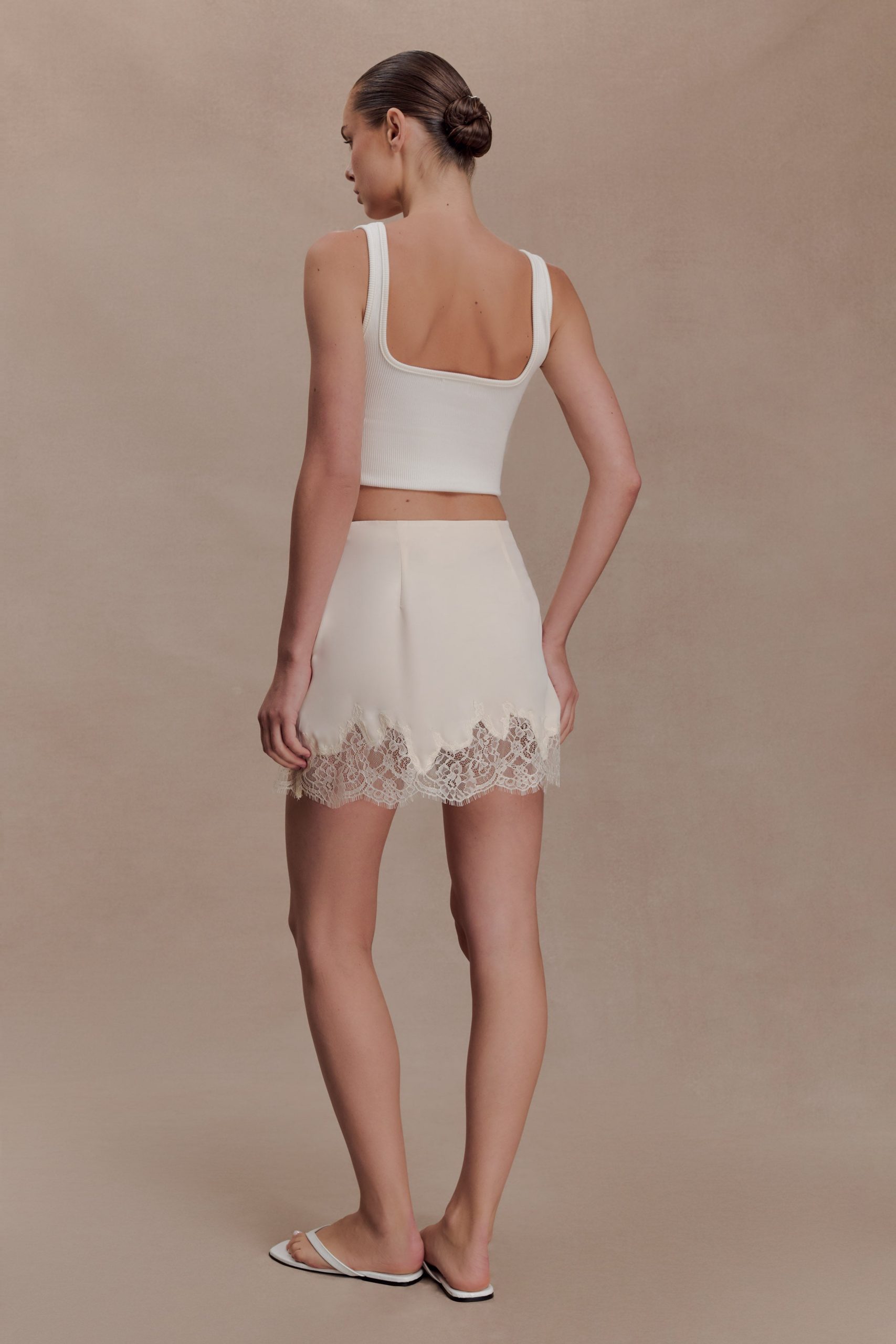 Nina Lace And Satin Mini Skirt - Ivory - Image 2