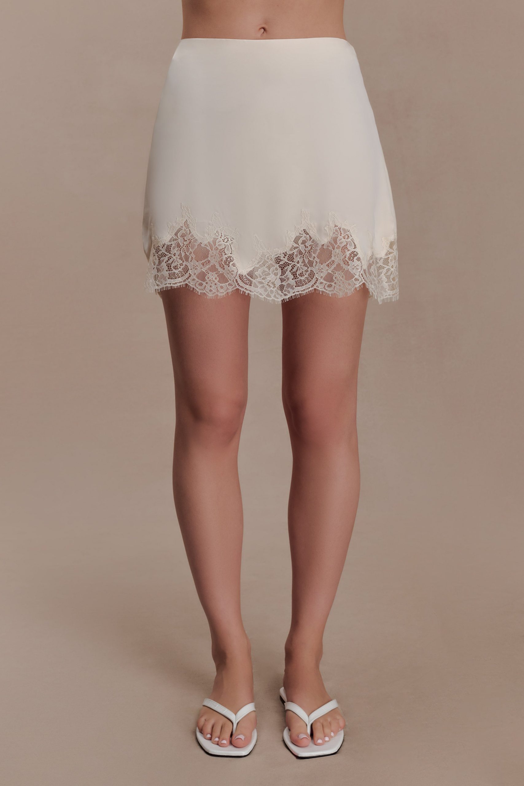Nina Lace And Satin Mini Skirt - Ivory - Image 7