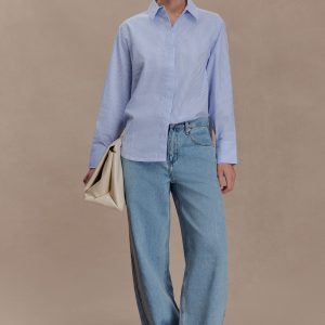 Hansen Oversized Shirt - Blue Pinstripe