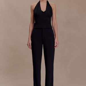 Cressida Crepe Halter Top - Black
