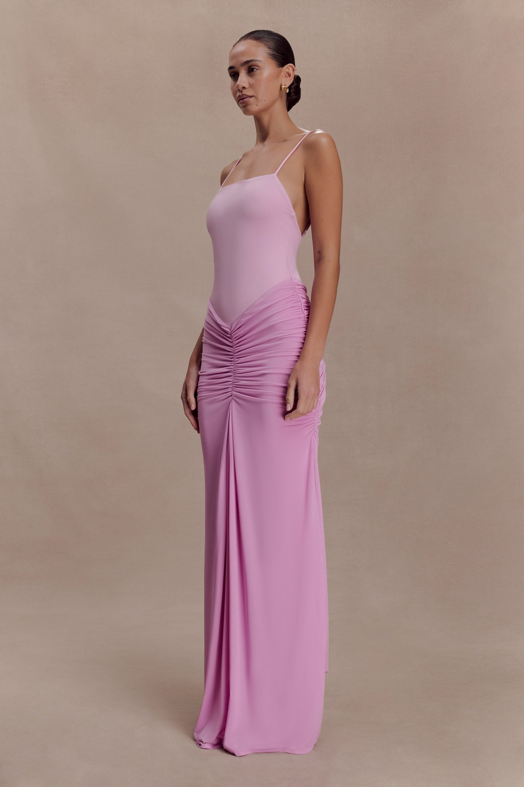 Roisin Slinky Maxi Dress - Powder Pink - Image 5