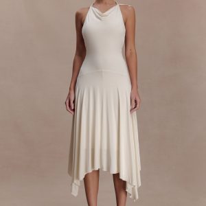 Sylvie Modal Hankie Midi Dress - Ivory