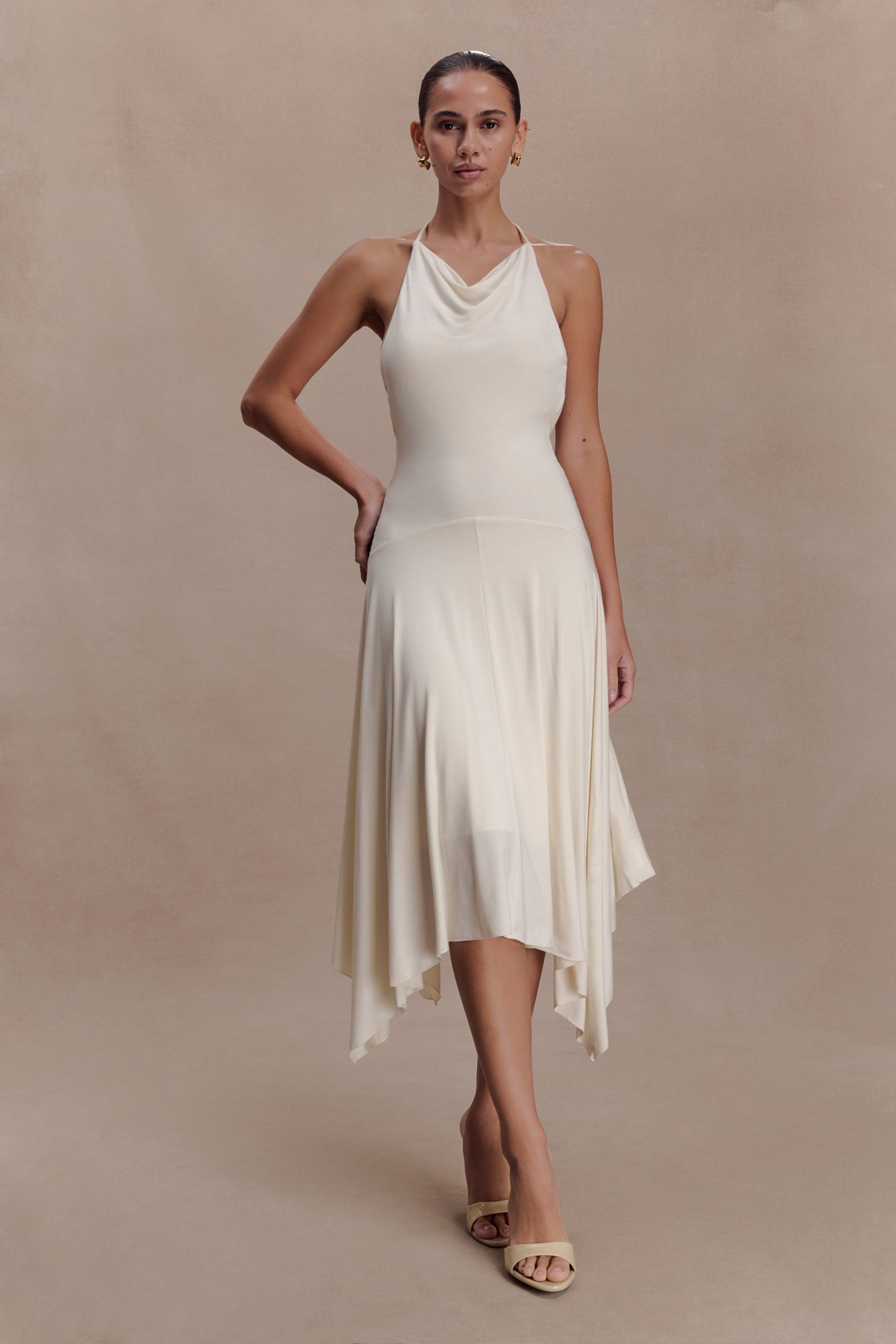 Sylvie Modal Hankie Midi Dress - Ivory - Image 4