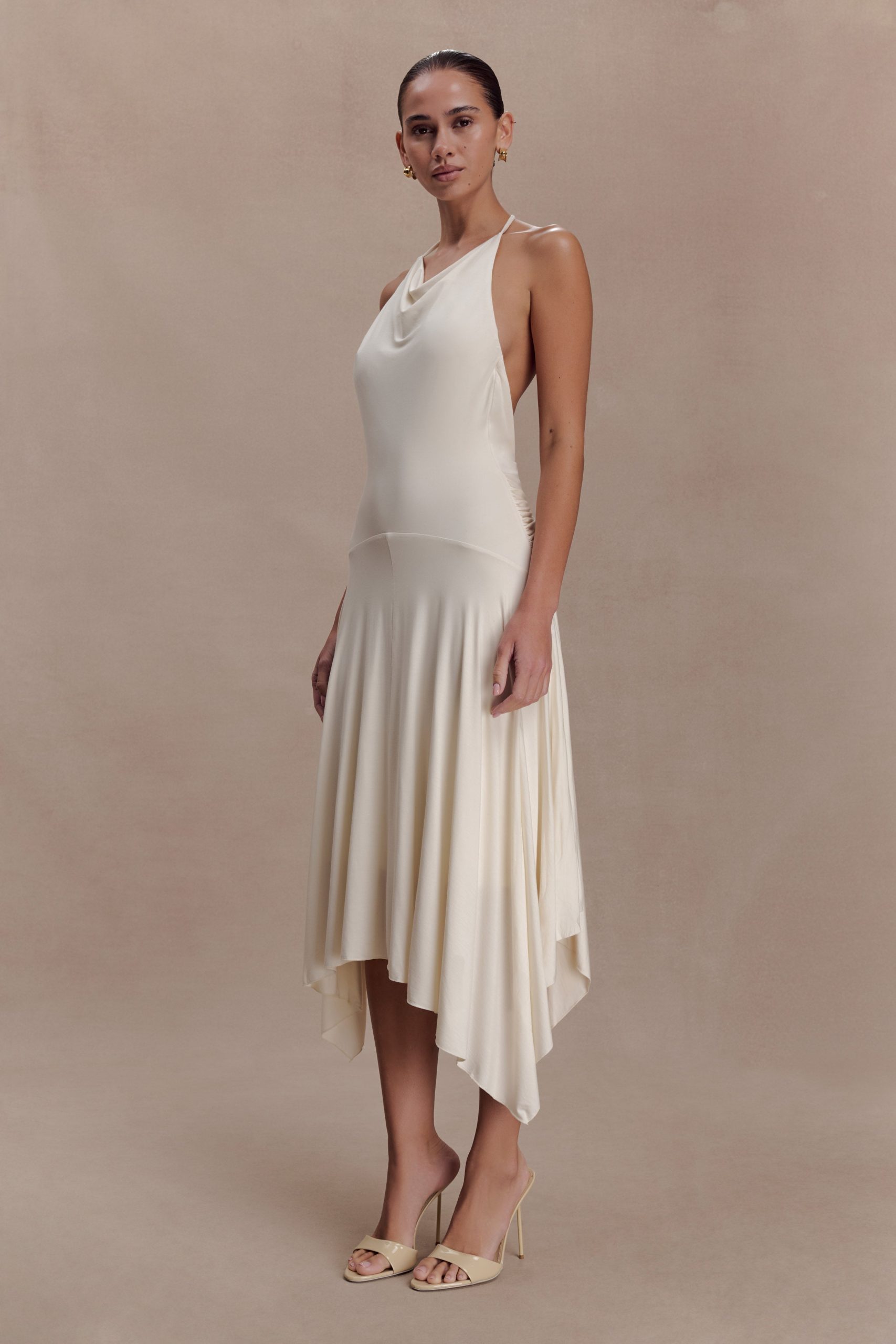 Sylvie Modal Hankie Midi Dress - Ivory - Image 3