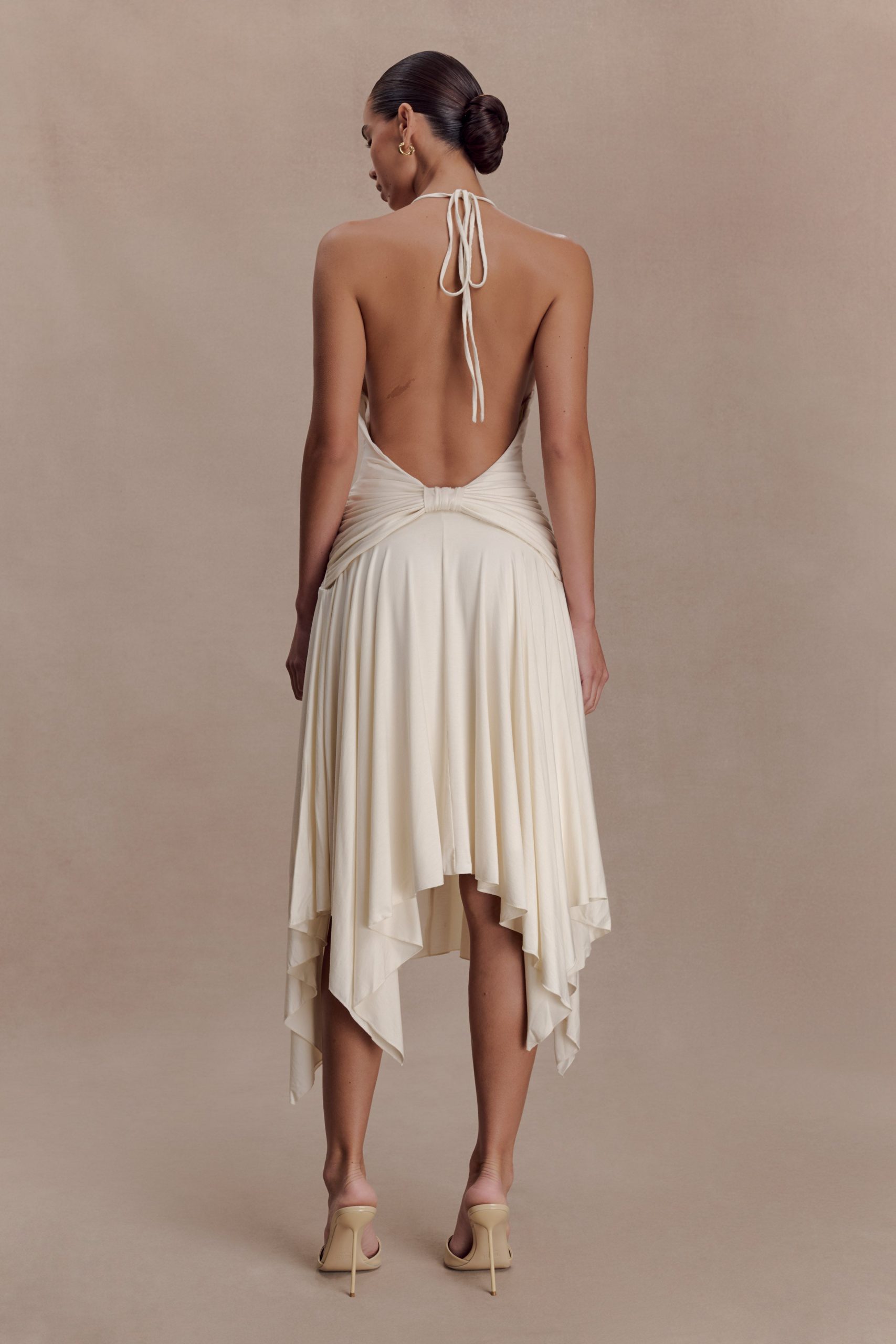 Sylvie Modal Hankie Midi Dress - Ivory - Image 2