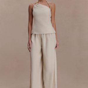 Gabby Straight Leg Linen Pants - Natural