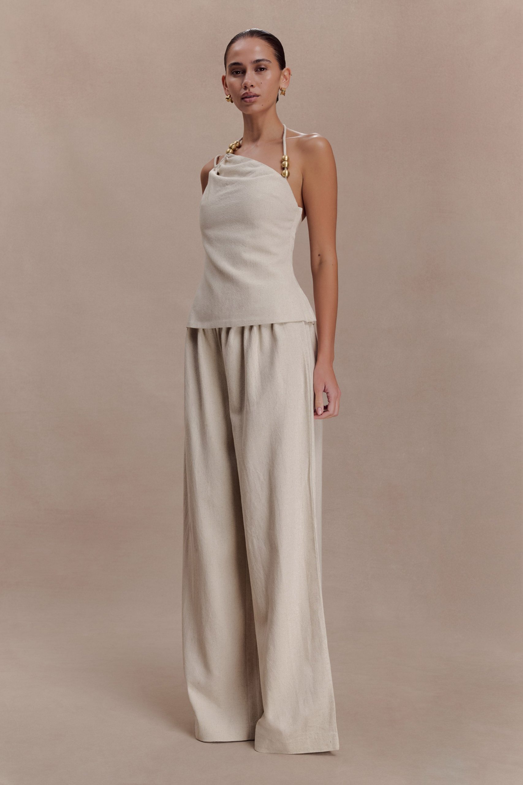 Gabby Straight Leg Linen Pants - Natural - Image 3