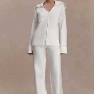 Kerrymae Straight Leg Knit Pants - Off White