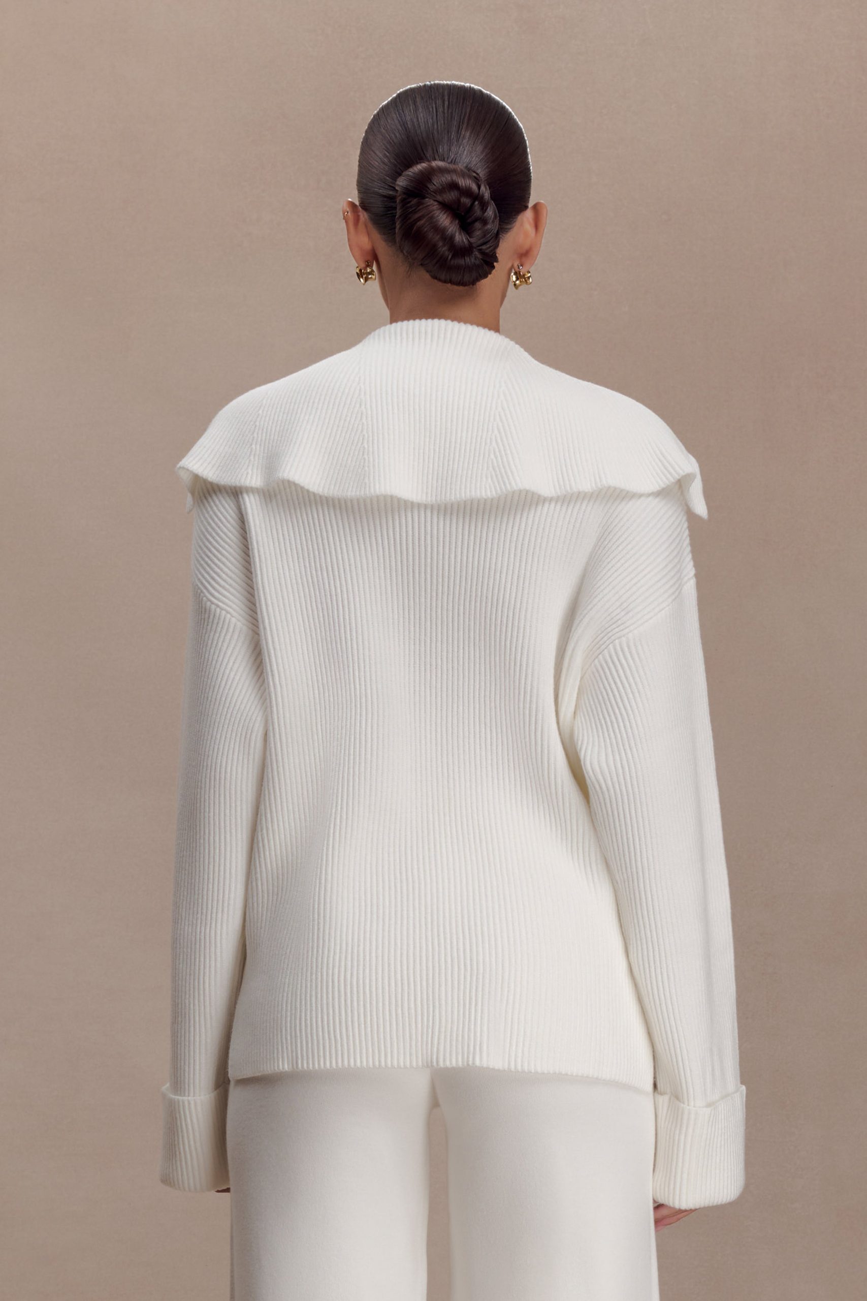 Bianka V Neck Knit Jumper - Off White - Image 2