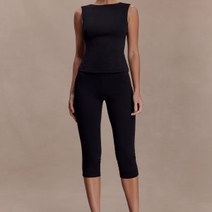 Kyra Open Back Scuba Crepe Top - Black