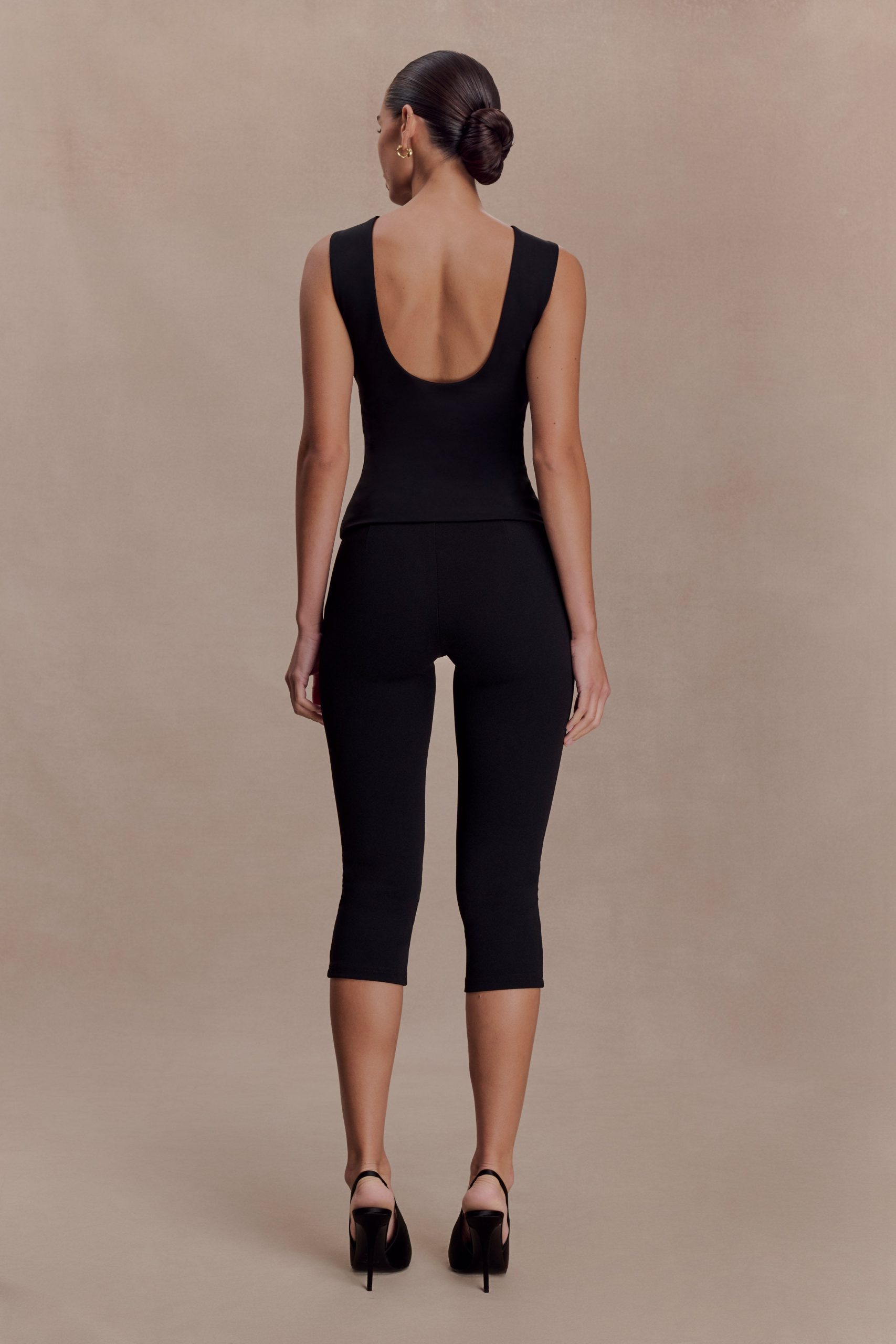Kyra Open Back Scuba Crepe Top - Black - Image 2