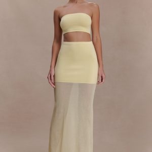 Tanyel Sheer And Bandage Knit Maxi Skirt - Lemon