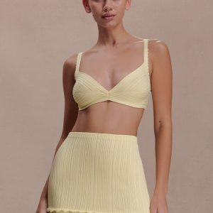 Coleene Pointelle Knit Top - Lemon