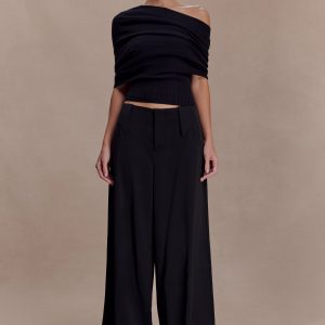 Sierra Asymmetrical Cashmere Blend Knit Top - Black