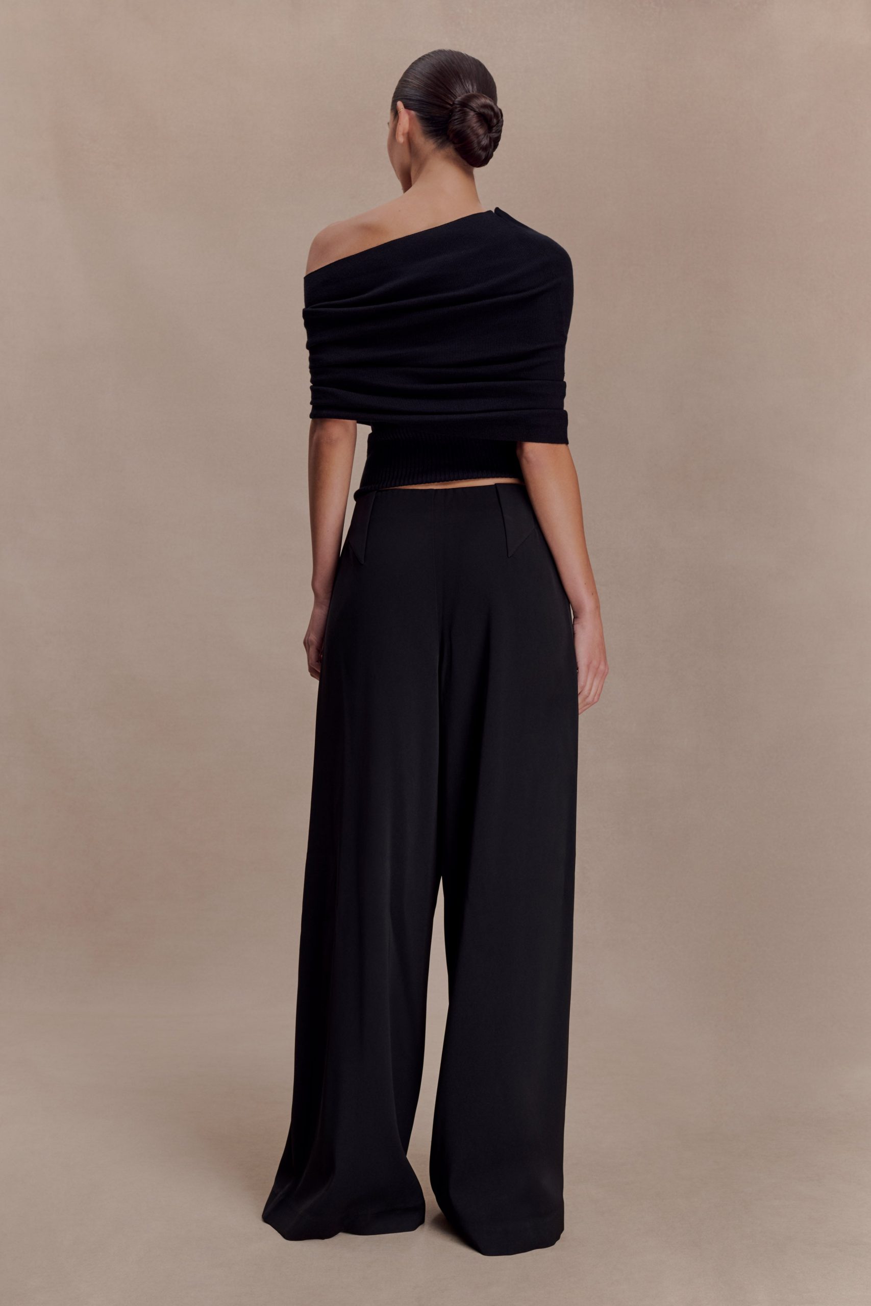 Sierra Asymmetrical Cashmere Blend Knit Top - Black - Image 2
