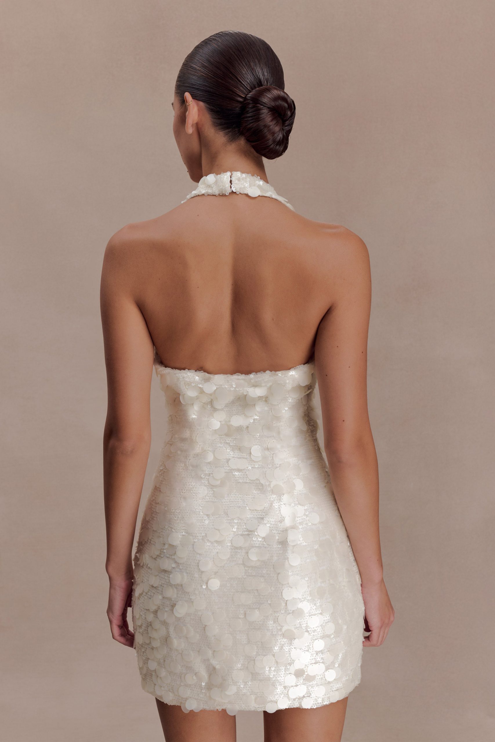 Caralee Sequin Halter Mini Dress - Ivory - Image 2