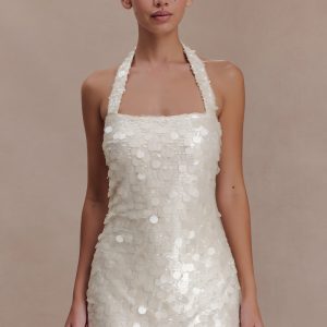Caralee Sequin Halter Mini Dress - Ivory