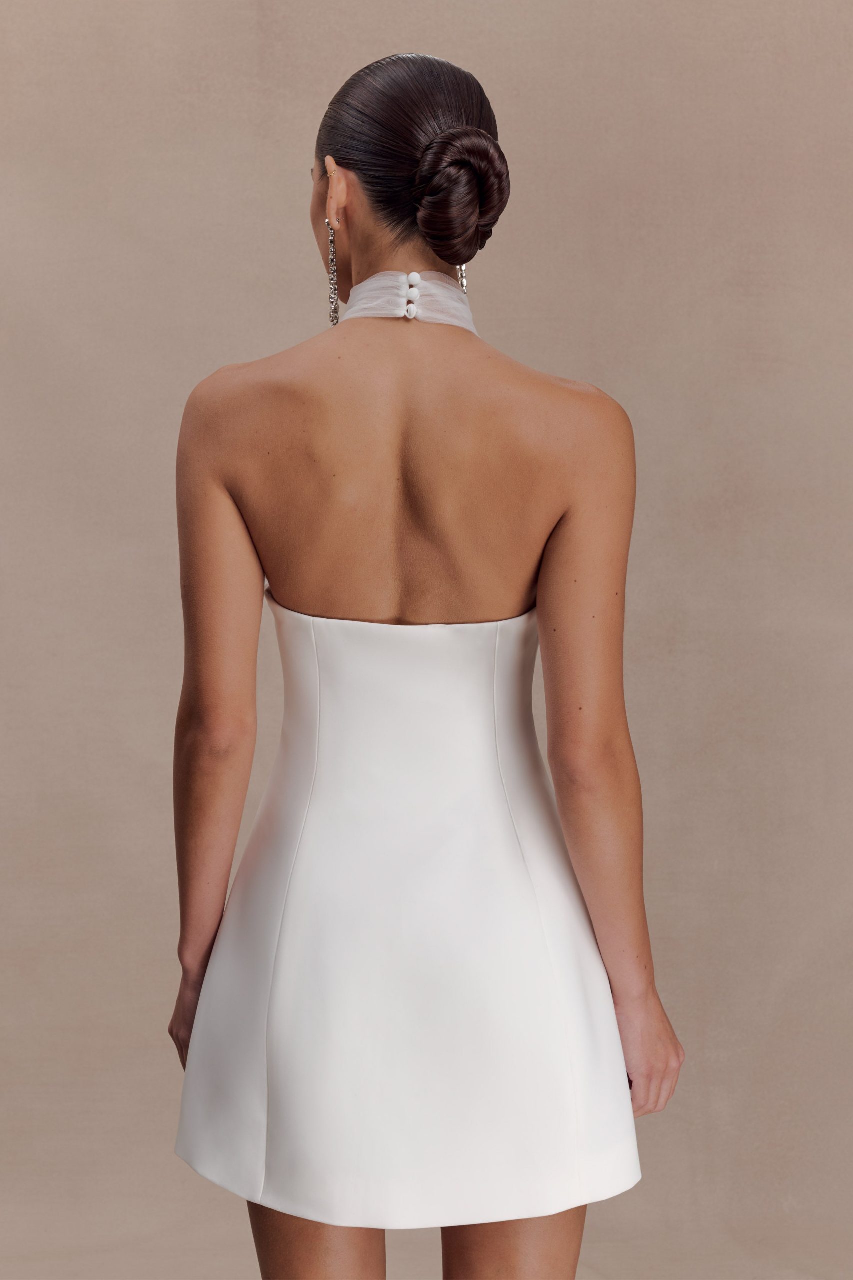 Riley Halter Suiting Mini Dress - Ivory - Image 2