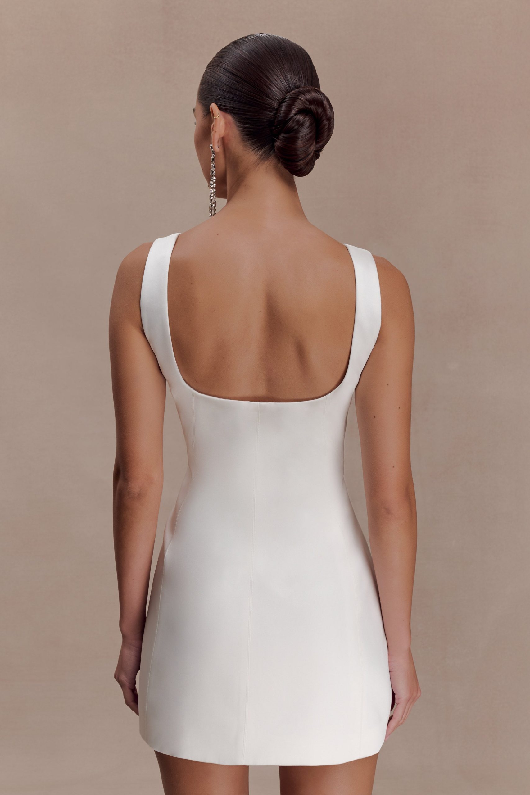 Beth Satin Mini Dress - White - Image 2