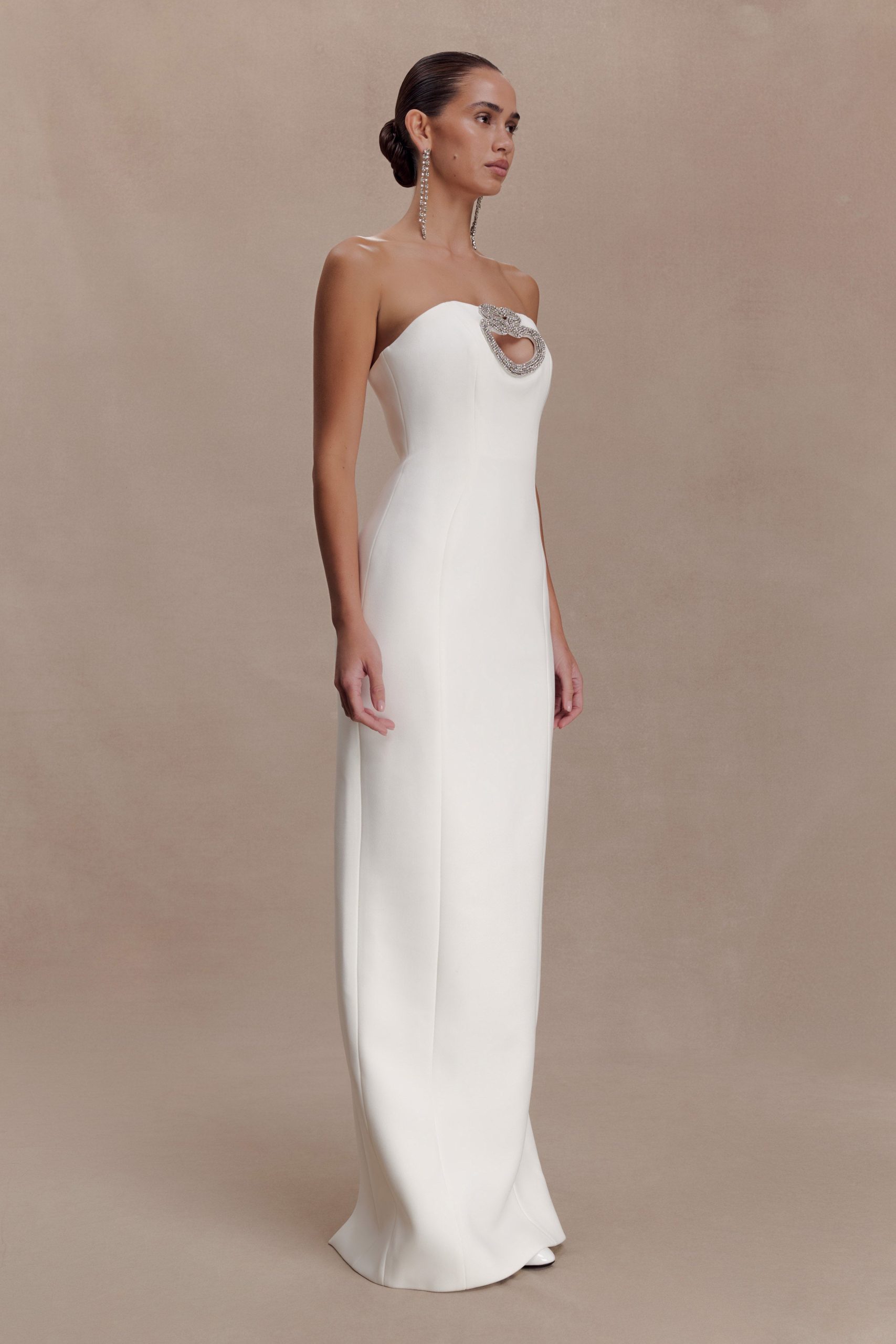 Hilda Embellished Strapless Maxi Dress - White - Image 4