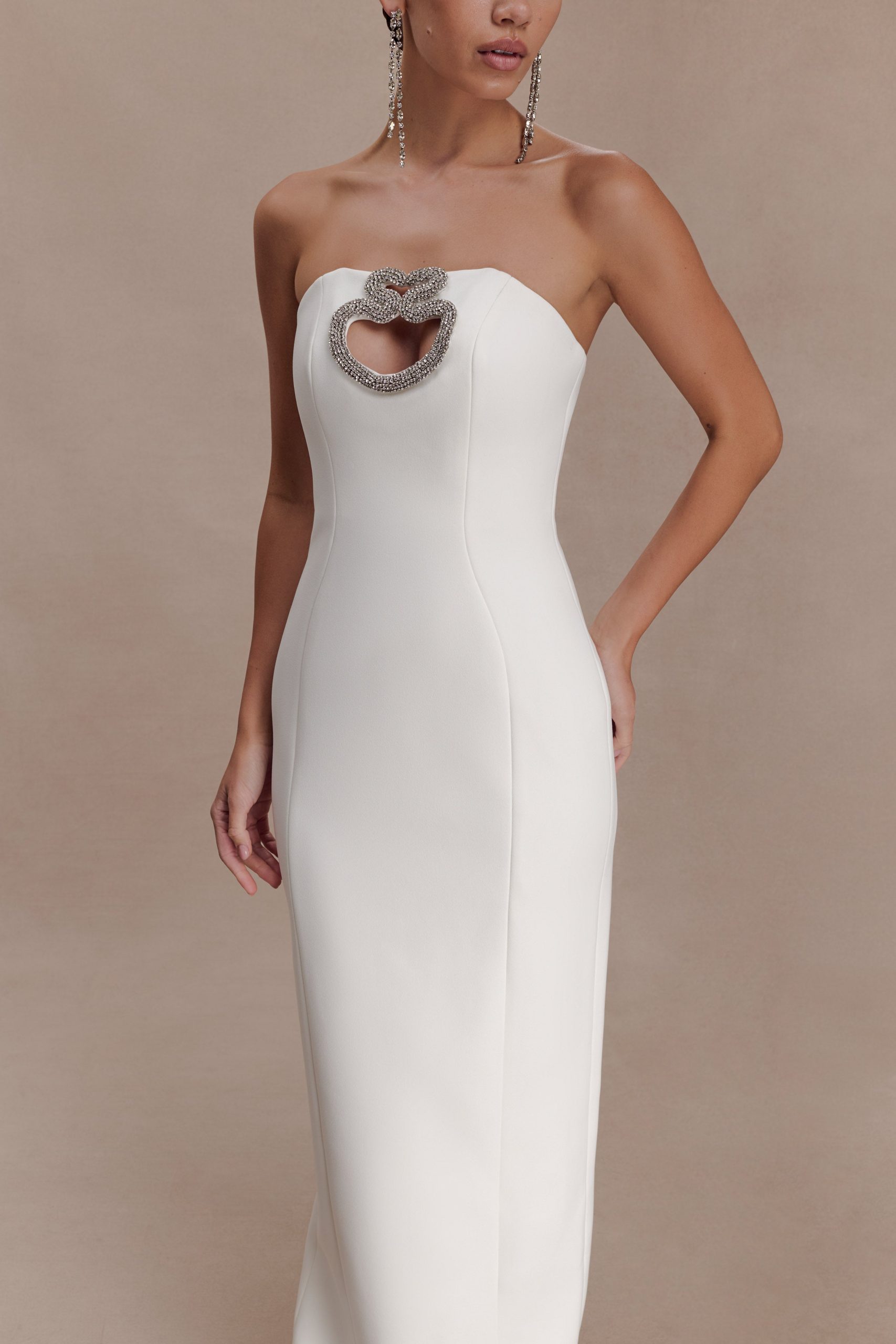 Hilda Embellished Strapless Maxi Dress - White - Image 3