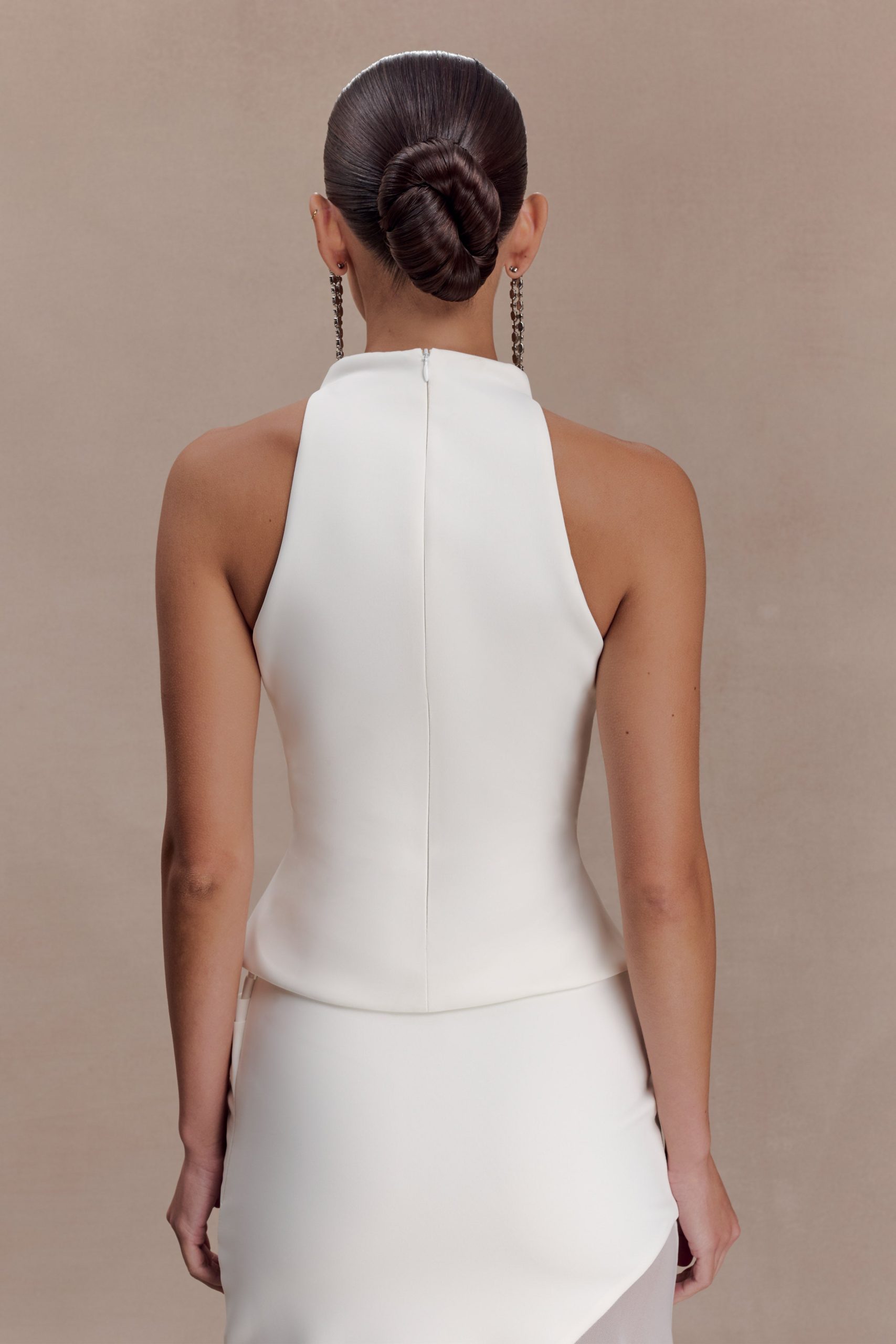 Portia Scuba Sleeveless Top - White - Image 2