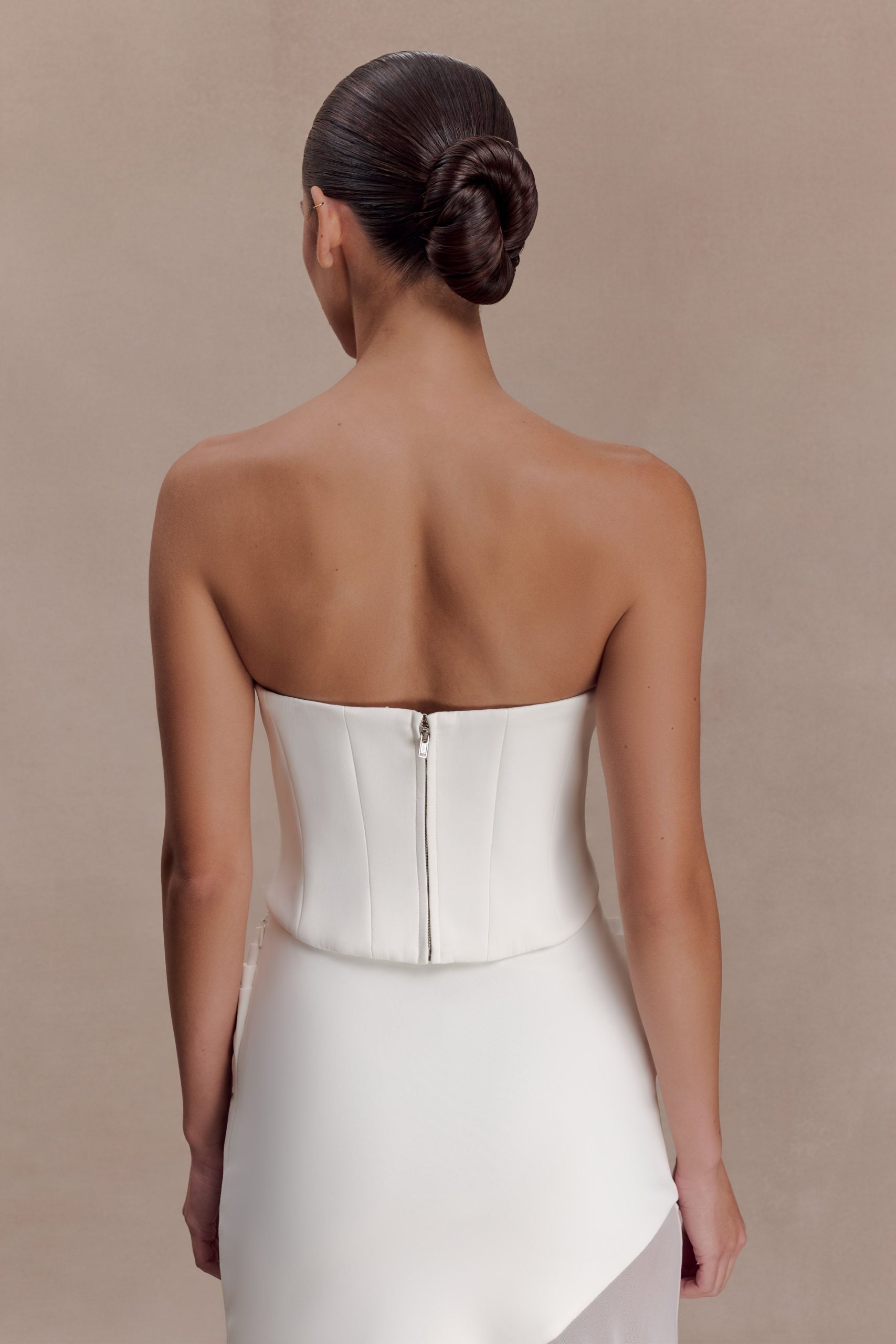 Karina Strapless Scuba Corset - White - Image 2