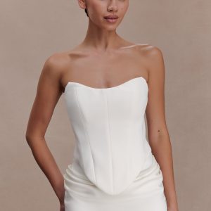 Karina Strapless Scuba Corset - White
