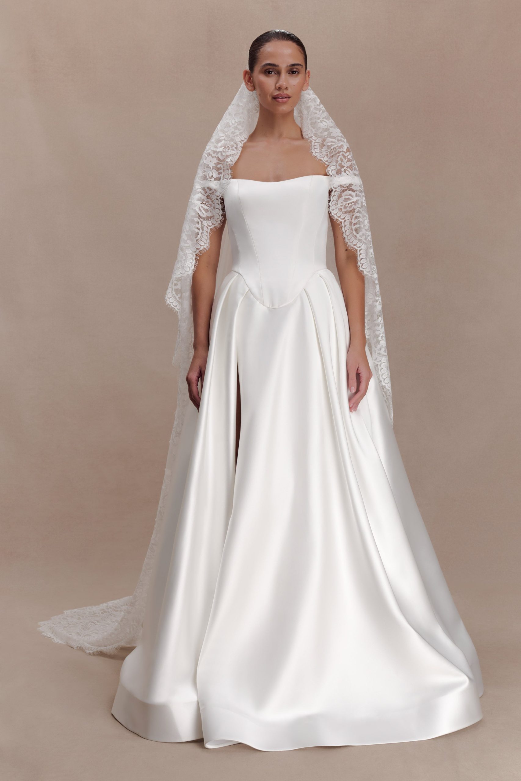 Cassia Lace Trim Veil - White - Image 6