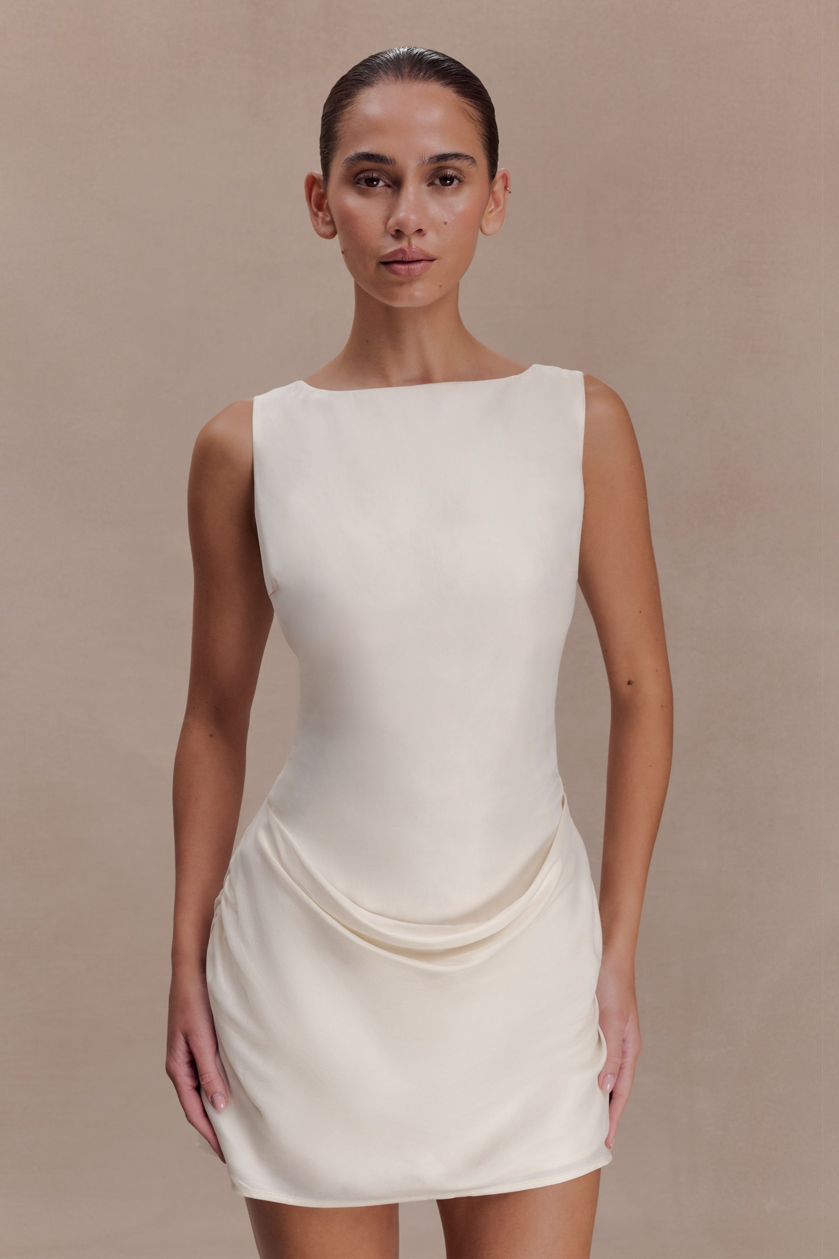 Bexley Draped Mini Dress - Ivory - Image 6