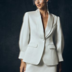 Kylie Oversized Satin Blazer - Ivory
