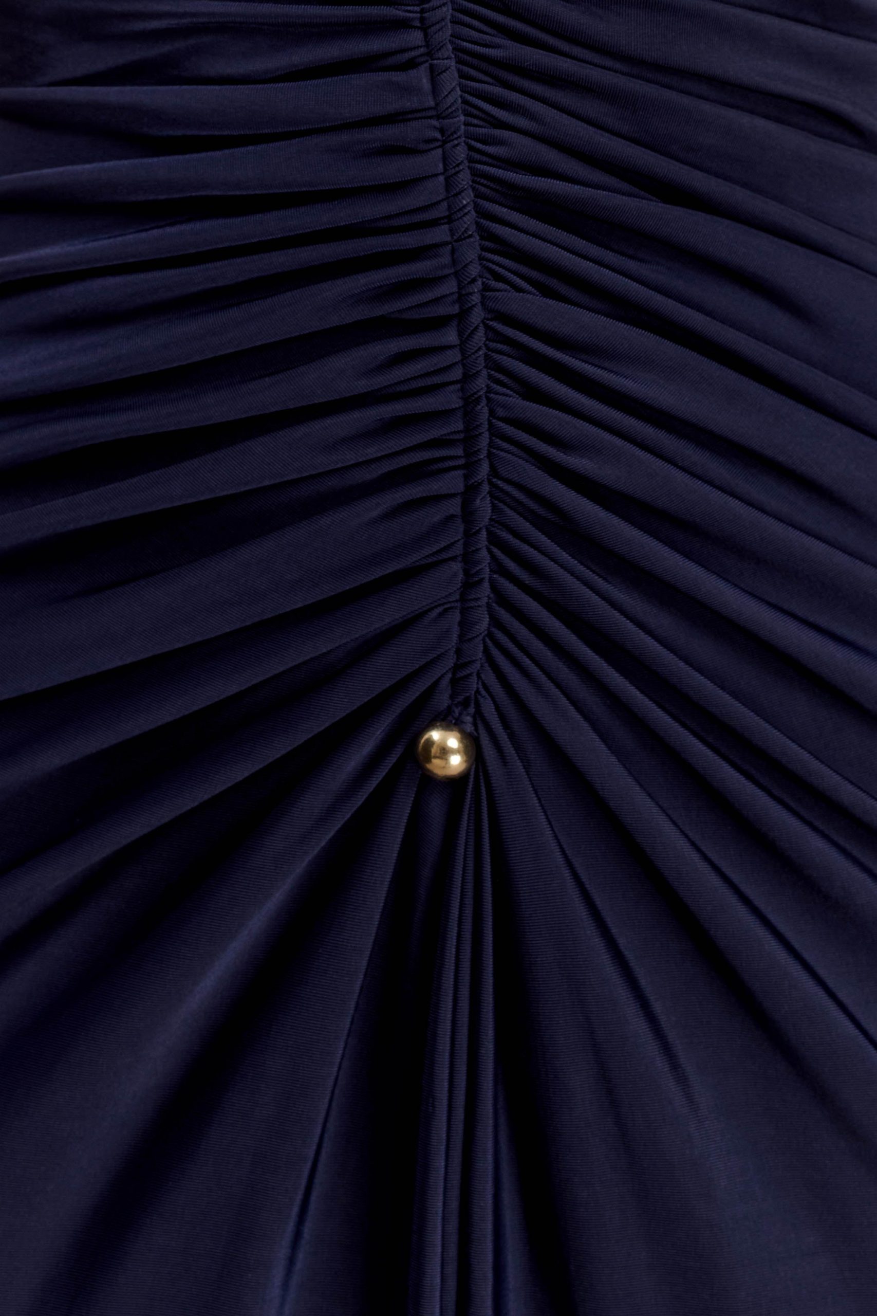 Perrie Slinky Ruched Maxi Dress - Ink Blue - Image 5