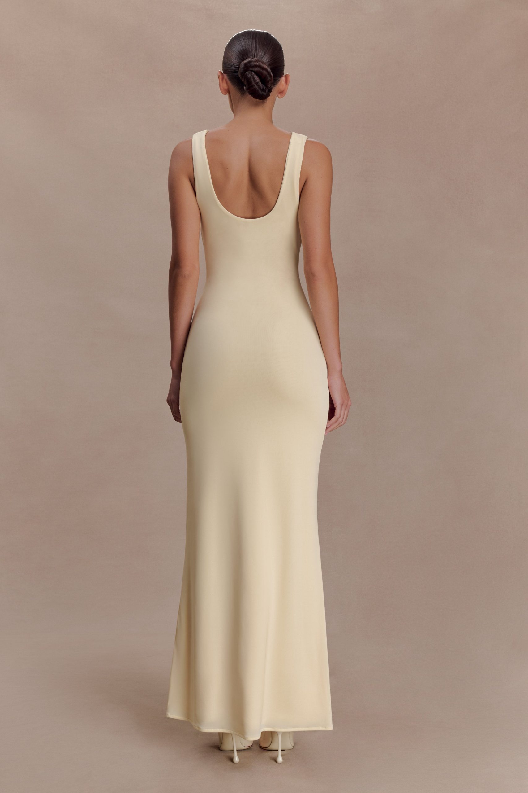 Marta Slinky Cowl Maxi Dress - Lemon - Image 2