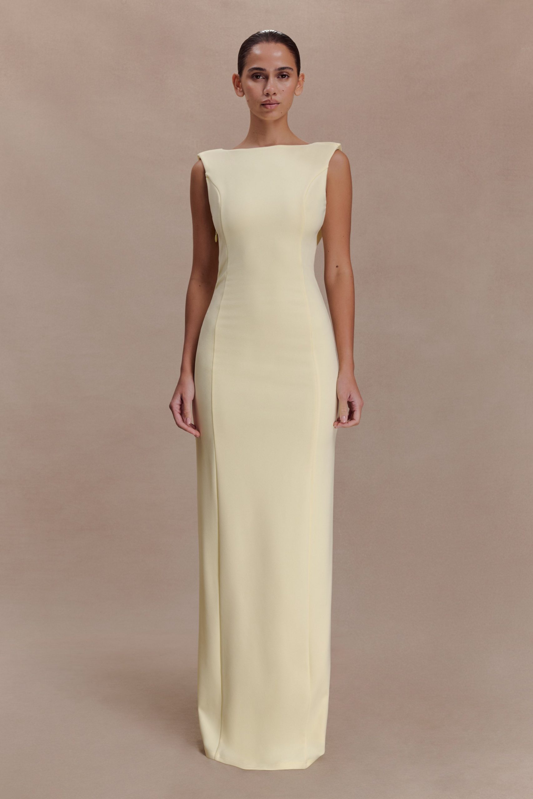 Galilea Crepe Draped Maxi Dress - Lemon - Image 2