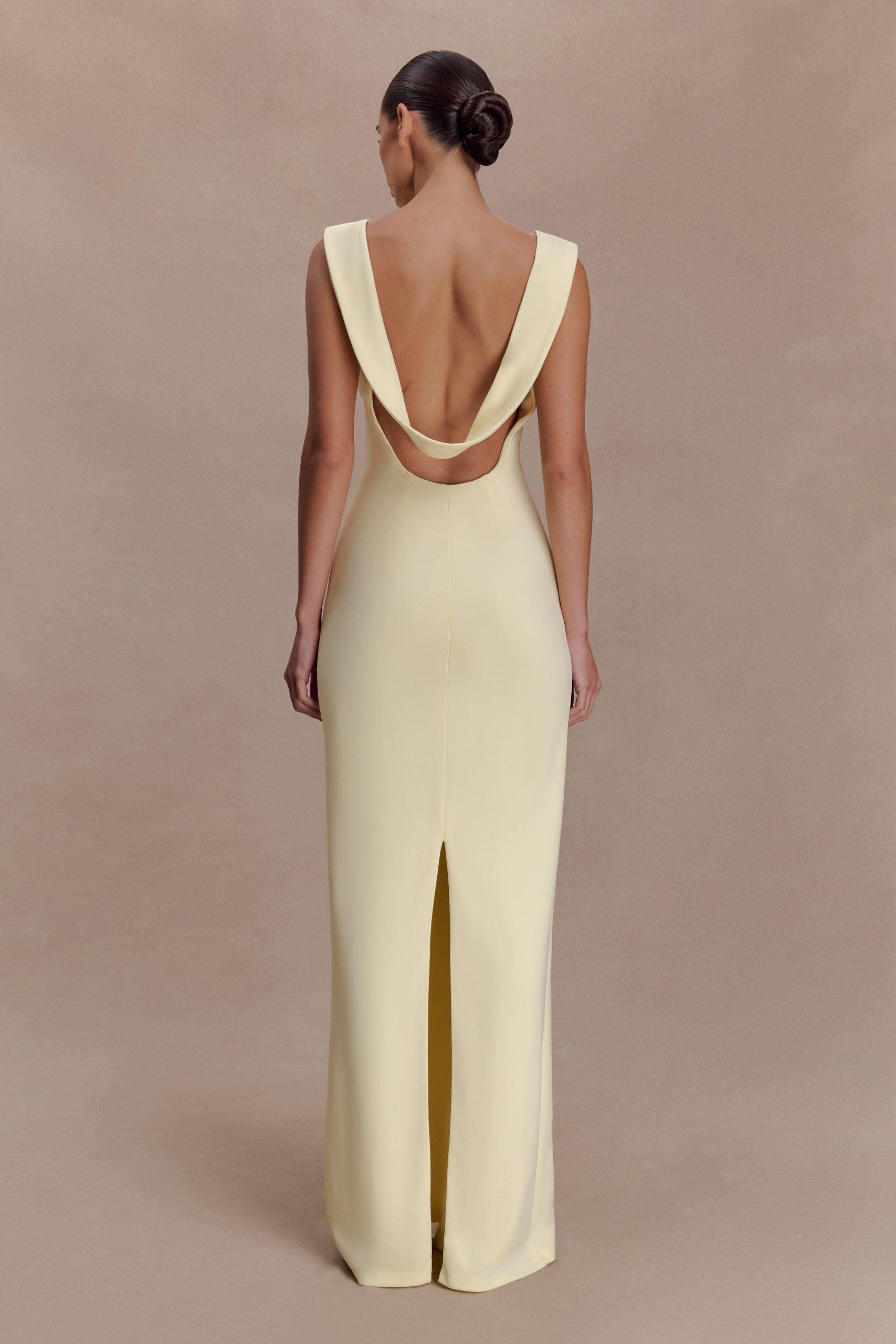 Galilea Crepe Draped Maxi Dress - Lemon - Image 3