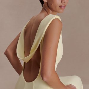 Galilea Crepe Draped Maxi Dress - Lemon