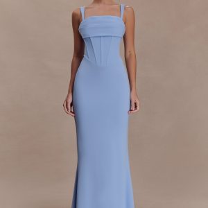 Luella Crepe Corset Maxi Dress - Cornflower Blue
