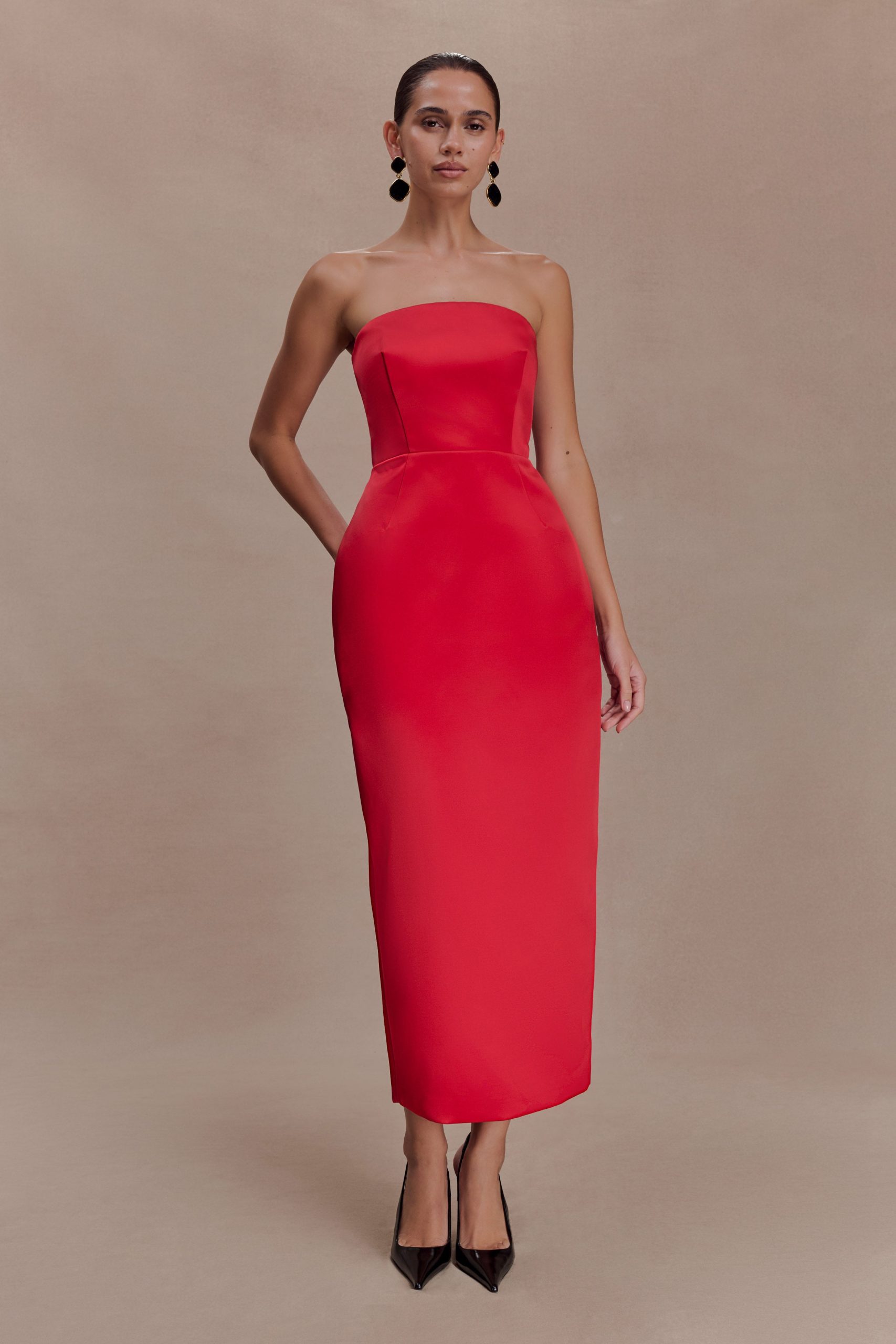 Ophelia Peplum Satin Maxi Dress - Red - Image 5