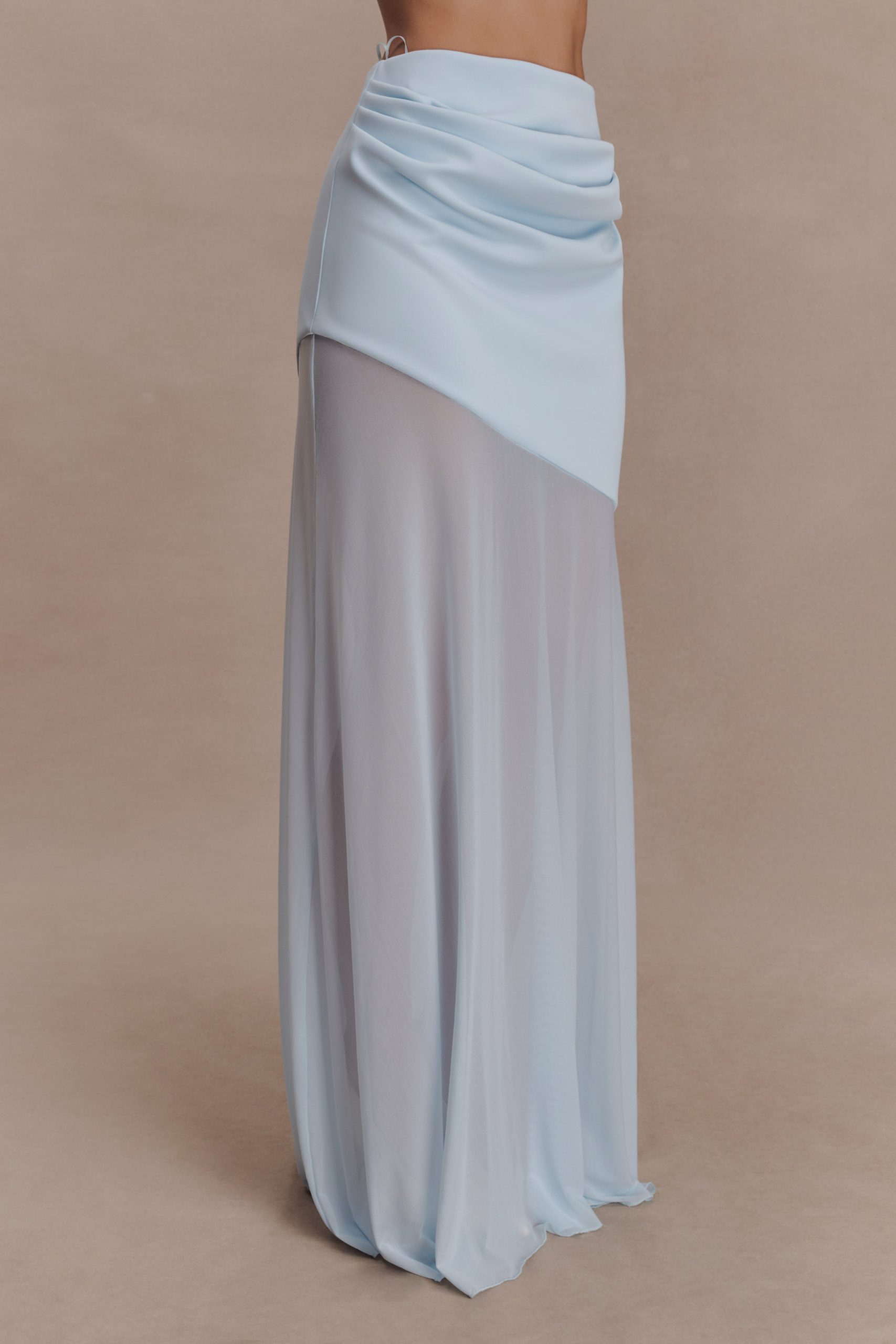 Portia Scuba And Mesh Maxi Skirt - Pale Blue - Image 4