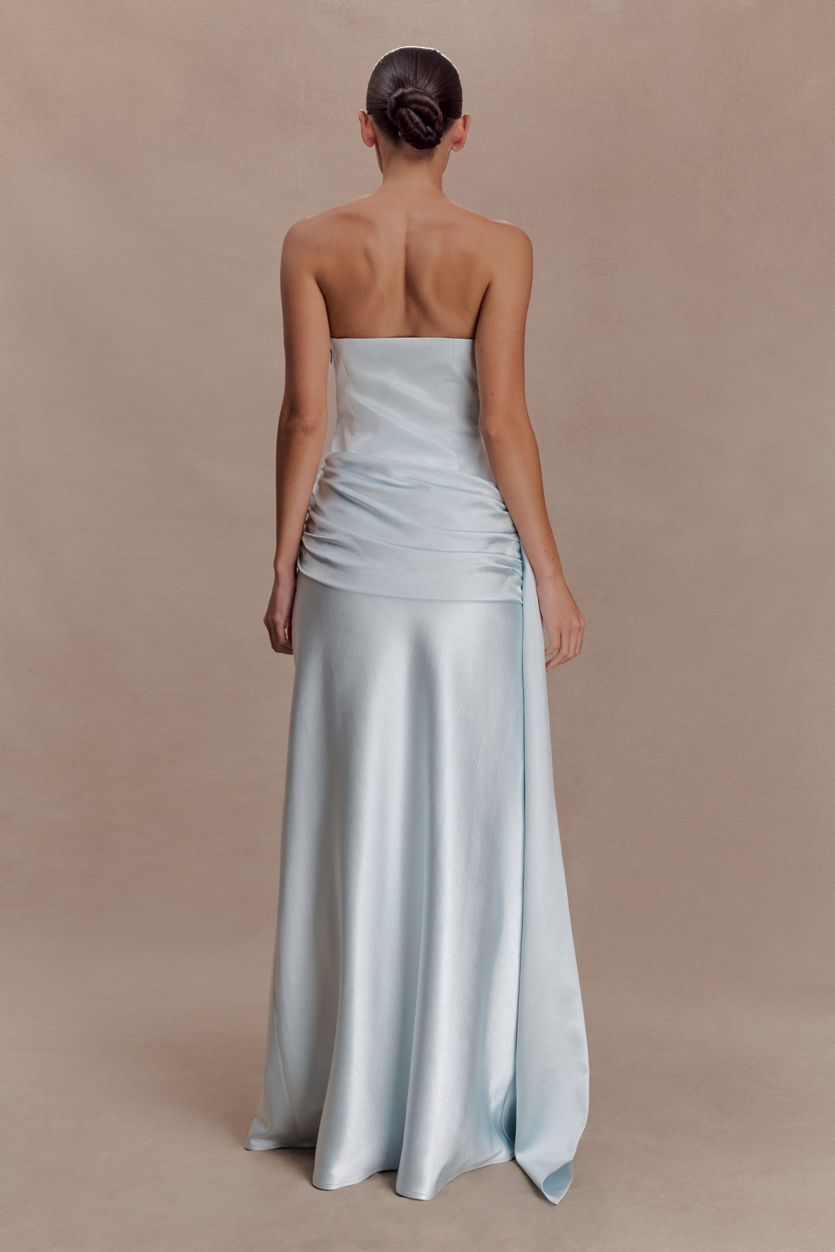 Sarah Strapless Maxi Dress With Waist Tie - Ice Blue - Image 2