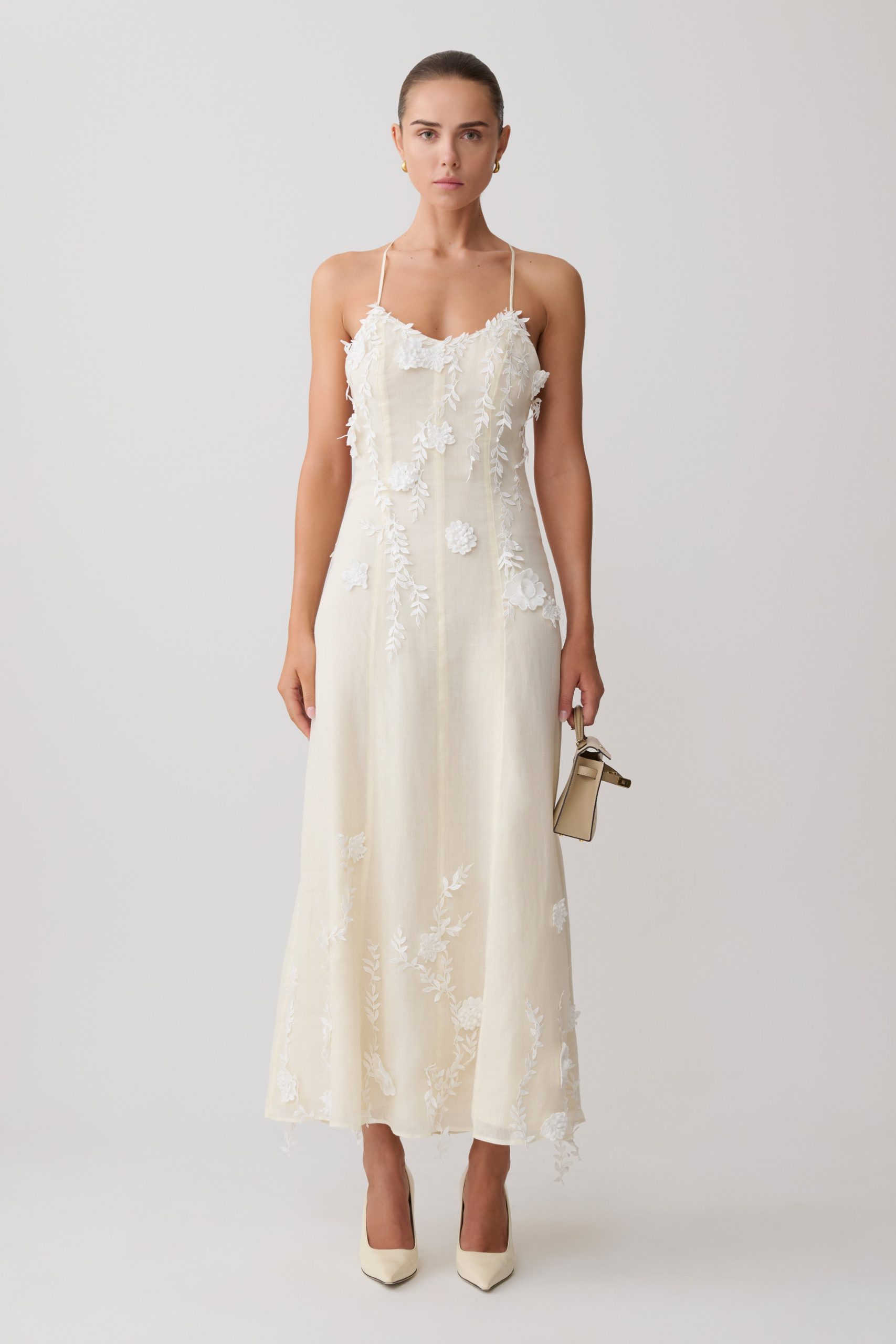 Odette Floral Lace Midi Dress - Buttermilk - Image 4