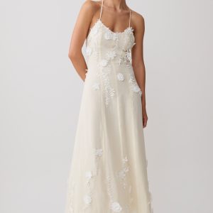 Odette Floral Lace Midi Dress - Buttermilk