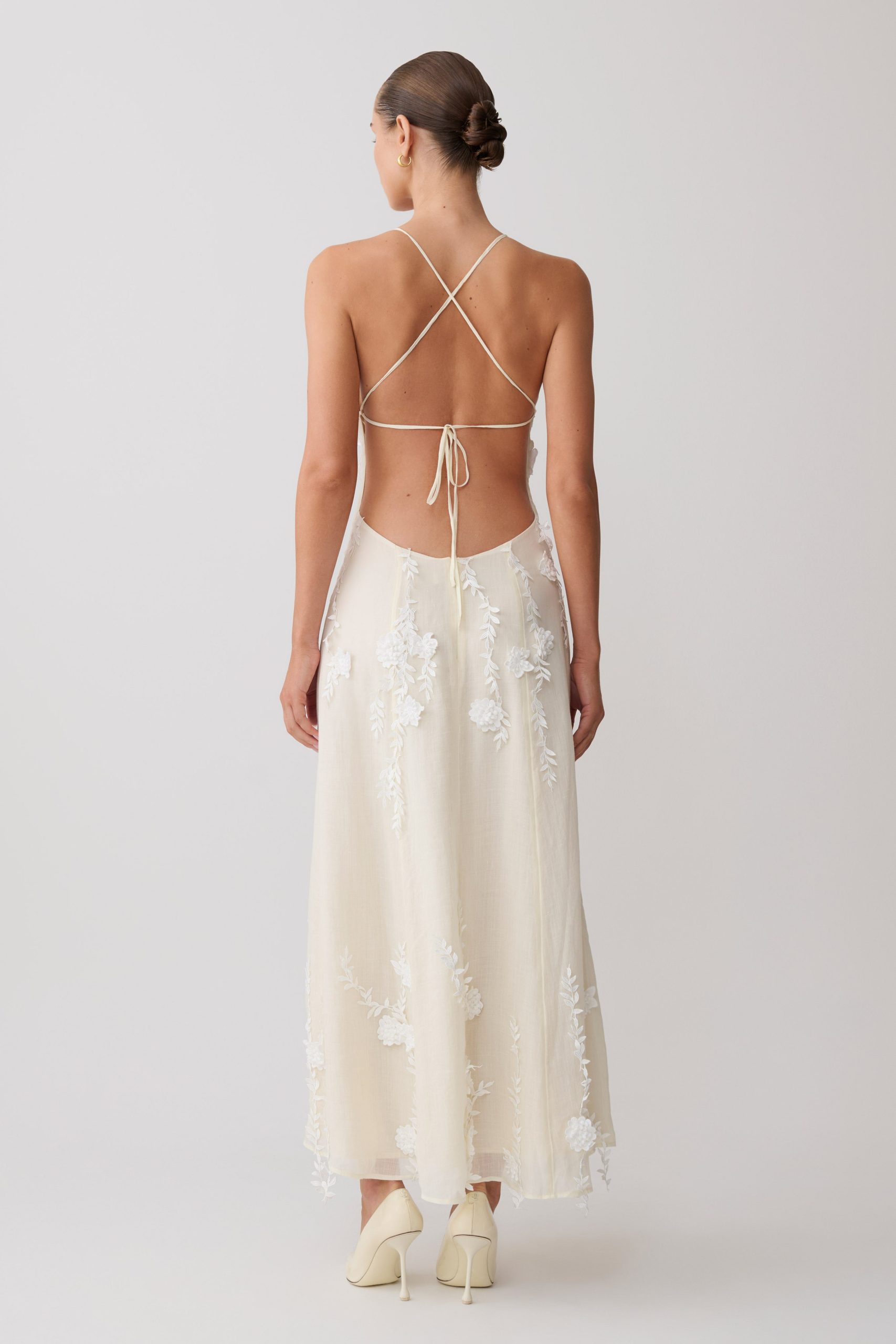 Odette Floral Lace Midi Dress - Buttermilk - Image 2