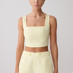 Josephine Crop Top With Open Back - Lemon