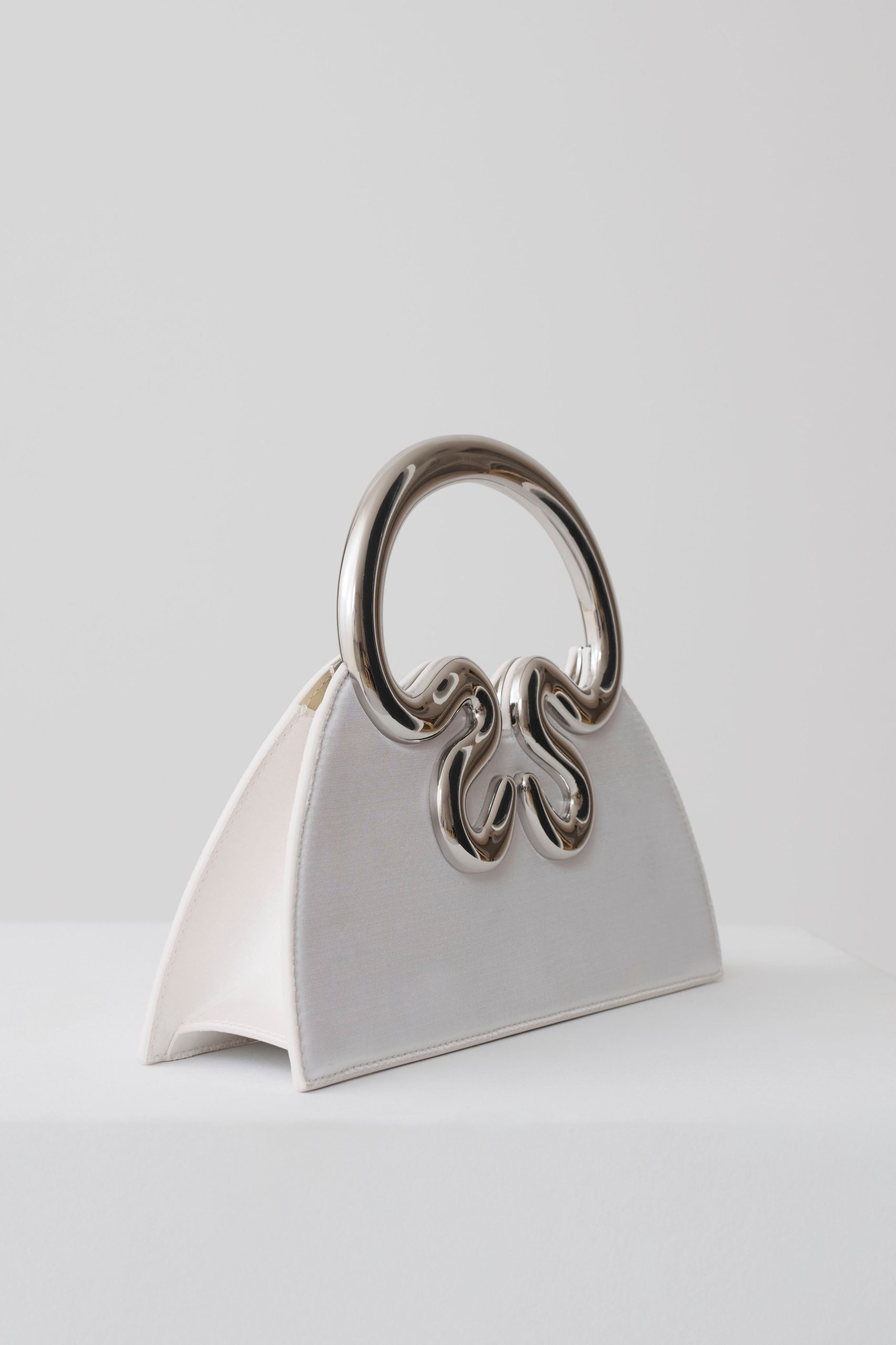 Elianne Satin Frame Clutch Bag - White - Image 3