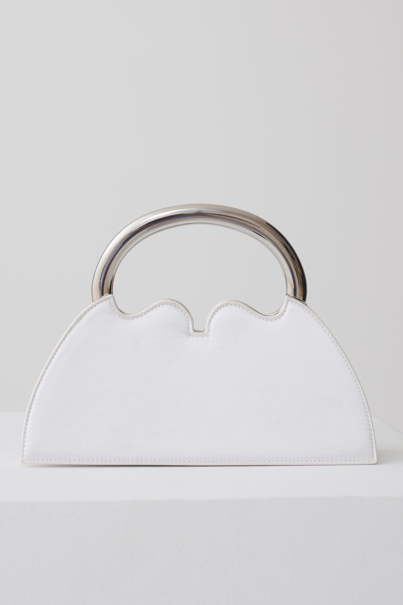 Elianne Satin Frame Clutch Bag - White - Image 2