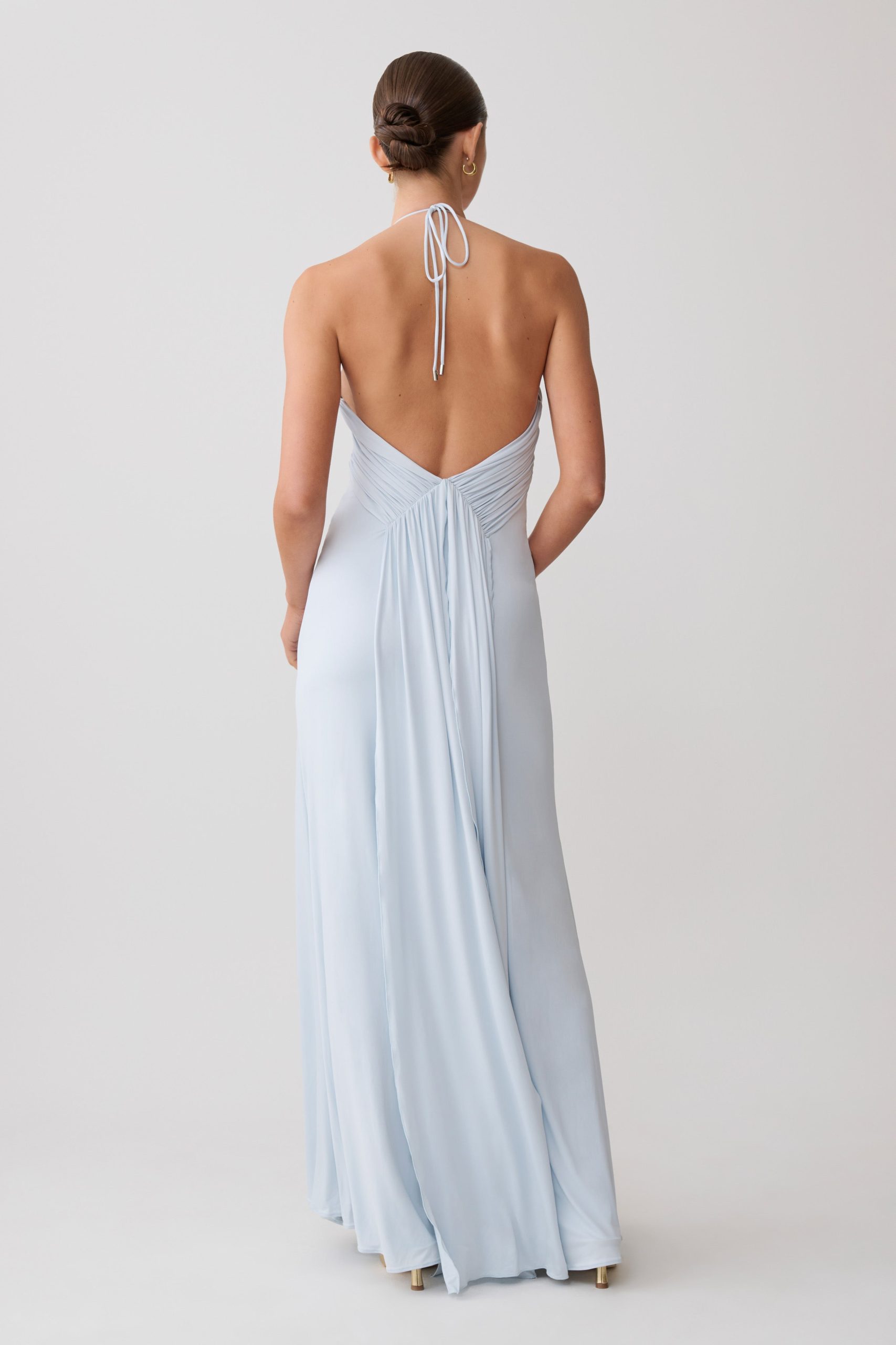 Maely Gathered Slinky Maxi Dress - Pale Blue - Image 2