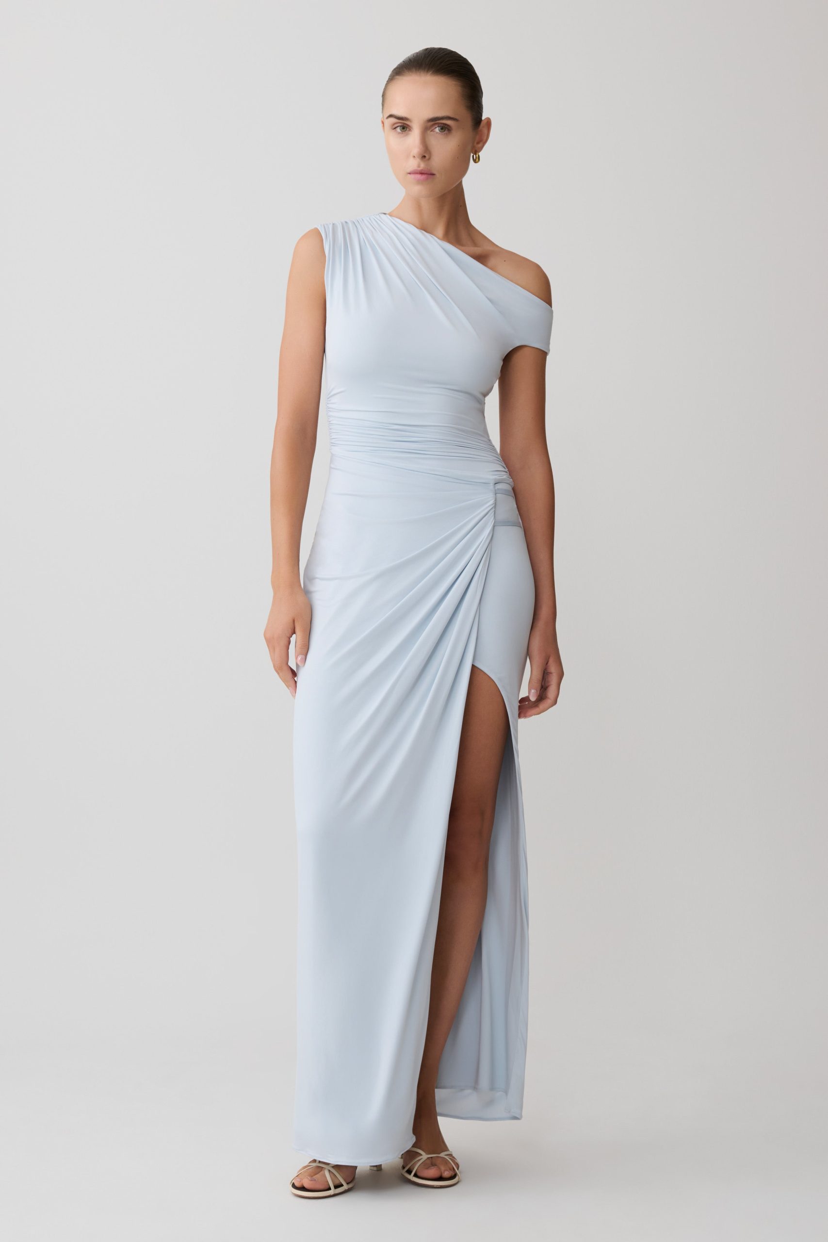Alyn Off Shoulder Draped Maxi Dress - Pale Blue - Image 4
